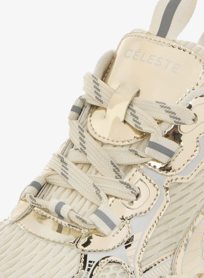 Celeste Womens Panelled Lace-Up Low Ankle Sneakers